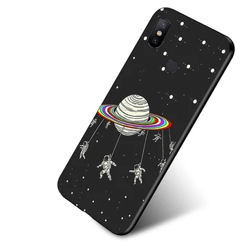 3D Juodai Atveju, Huawei 30 Lite Mate 20 Pro Atvejais Vietos Mėnulio Astronautas Dangtelį Ant Huawei P Smart 2018 2019 Nova 3i 3