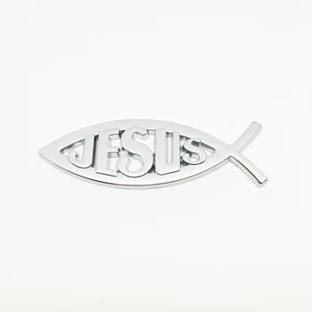 3D Metalo Jėzus Žuvies Simbolis, Logotipas Automobilių Lipdukas Ženklelis Emblema Uodega Decal Motociklo Automobilių Reikmenys, Automobilių automobilių stilius
