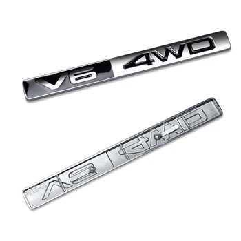 3D Metalo V6 4WD Emblema Variklio Ekranas Automobilio Lipdukas, skirtas Mercedes, BMW, Audi, Volkswagen VISUREIGIS Galiniai Kamieno Off-road Ženklelis Lipdukas Stilius
