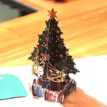 3D Pop-Up Kortelės Kalėdų Eglutės Šventė Linksmų Kalėdų Atvirukai 2019 Naują Atvykimo Karšto Pardavimo