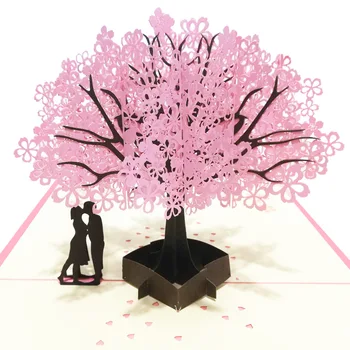 3D Pop-UP Kortelės, Vestuvių Vyšnių Medžio Kvietimai, Atvirukai Valentino Dieną Jubiliejų Rankų darbo Sveikinimo Kortele Sveikinimo Atvirukas Dovanos