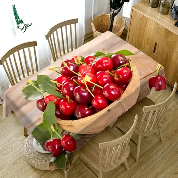 3d Red Cherry/Mango Vaisių Modelis Staltiesė Tirštėti Plaunamas Poliesterio Dulkėms, Stačiakampio, Apvalaus Valgomojo Stalo staltiesė