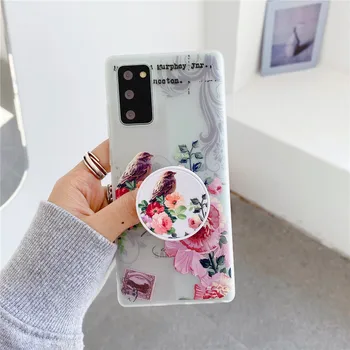3D Reljefo Gėlių Telefono dėklas Samsung Galaxy S8 S9 S10 S10e S20 FE Pastaba 8 9 10 Lite 20 Plus Ultra 5G Gėlių Turėtojas Minkštas Viršelis