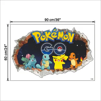 3D Sienų Lipdukai Pokemon Pikachu Nuimamas Lipdukai Nuplyšęs Sienos Sienos plakatas lipdukai Vaikas Lova Durų Apdailos Namų Dekoro