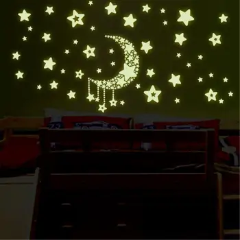 3D Star Mėnulio Energijos Saugojimo Fluorescencinis Švytėjimas Tamsoje Šviesos Ant Sienų Lipdukai, Plakatai, Vaikų Kambarys Kambarį Deoration