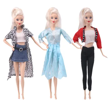 3Pcs/Daug Barbies Lėlės Dsiney Elsa Princesė Dress Animacinių filmų Sijonas Už Barbies Lėlės Atsitiktinis Kasdien Dėvėti Dvynių Apranga, Drabužiai Mergaitės