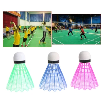 3pcs tamsią Naktį LED Spindinčią Šviesą Plastiko Badmintono Pagalbinės Spalvinga Apšvietimo Kamuolius vidaus ir Lauko Sportas