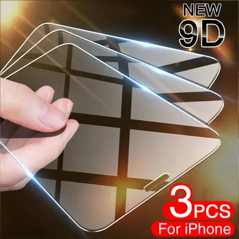 3Pcs Visiškai Padengti Stiklo iPhone 11 12 X X X X X XS XR Pro Max Grūdintas Apsauginis Stiklas iPhone 7 8 SE 2020 Plus Screen Protector Stiklo