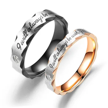 4.6 MM, Nerūdijančio Plieno Pirštų Moterų, Vyrų Vestuvių Juostoje Žiedai man visada bus su jumis Laišką Piršto Papuošalai Kubinių Zirconia Žiedas