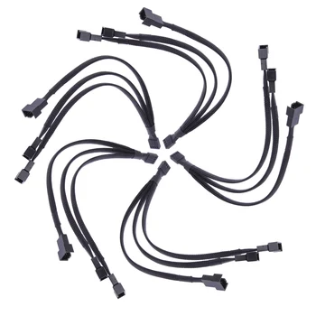 4 pin PWM Ventiliatoriaus Kabelį nuo 1 iki 3 būdai, kaip Splitter Juoda Rankovėmis Pratęsimo Kabelis Suderinamas Su 4pin PMW Ventiliatoriaus Jungtis