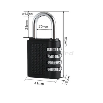 4-skaitmenų juoda cinko lydinys spynos lagaminą gimnazijos kabineto durų negabaritinių metalo, kodas spynos 40