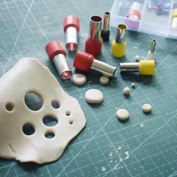 40-Gabalas Apvalios Formos Molio Cutter Įdubimas Apskritimo Formos Karpymo Pelėsių Keramikos Dotting Įrankiai