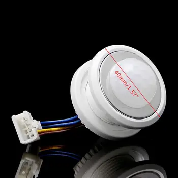 40mm LED PIR Detektorius Infraraudonųjų spindulių Judesio Jutiklis-Jungiklis su Laiko Vėlinimo Reguliuojamas Reguliuoti Šviesos Minkšta ir Stabili, Lengva Įdiegti