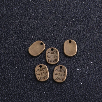 40pcs Antikvariniai Metalo Lydinio 11*9 mm Apvalus Užrašu 