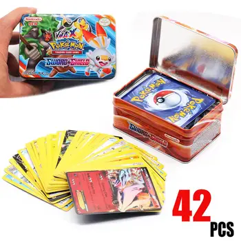 42PCS/BOX SUN&MOON KOMANDA GX MEGA Pokemon Šviečia Kortų Žaidimas Mūšis Carte Prekybos Kortų Žaidimas Vaikams Pokemons Žaislai vaikams