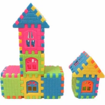 44pcs / daug puzzle įdomus trimatis surinkti namų statyba žaislai gali būti atidarytas langas pastato žaislai
