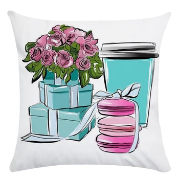 45*45cm Rankomis dažyti gėlių, kvepalų buteliukai super minkšta pagalvėlė padengti sofa Macaron pagalvės užvalkalą Namų dekoratyvinės pagalvės dangtelis