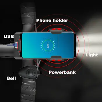 4in1 Dviratį dviračiu Telefono Turėtojų ir Stovi LED Žibintų Ragų Bell Telefono Laikiklis Laikiklis USB Įkrovimo Samsung