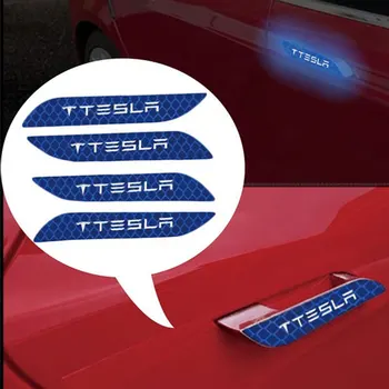4PCS Automobilių Durų Rankena šviesą Atspindintys Lipdukai Traukti Rankena Anti-nulio Juostos Raštas Lipdukas Exter Dekoracija Tesla Model 3 X S