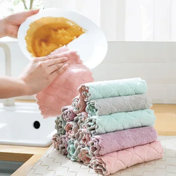 4pcs/daug 8pcs/daug Namų Super Absorbentas mikropluošto rankšluosčiai virtuvės storesnės medžiagos skiaute nuvalykite stalą virtuvės rankšluosčiu