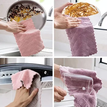 4pcs/daug 8pcs/daug Namų Super Absorbentas mikropluošto rankšluosčiai virtuvės storesnės medžiagos skiaute nuvalykite stalą virtuvės rankšluosčiu
