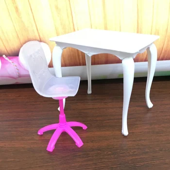 4PCS Modeliavimas Biuro Stalo Lempa Nešiojamas Kėdės Doll House Baldai Barbie Lėlės Priedai Vaikams, Gimtadienio, Kalėdų Dovana