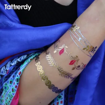 4pcs naujas Indijos, arabų dizainas, aukso, sidabro flash genčių chna tatuiruotę pasta metalicos spalvos metalo tatuiruotė nustatyti kūno vertus Nuotaka karšto