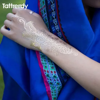 4pcs naujas Indijos, arabų dizainas, aukso, sidabro flash genčių chna tatuiruotę pasta metalicos spalvos metalo tatuiruotė nustatyti kūno vertus Nuotaka karšto