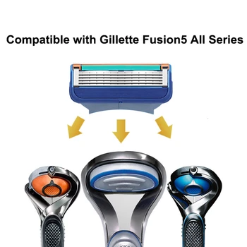 4pcs/pak Puikus Skutimosi 5 Sluoksnių Skustuvų Peiliukai Suderinama Gillette Fusion arba Mach 3 Rankena, Plaukų Šalinimo Vyrų Veido Priežiūra