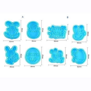 4Pcs/set Blue Easter Bunny Modelį, Plastikinių Kepimo Formą Virtuvės Sausainių Cookie Cutter Konditerijos Stūmoklį 3D Mirti Minkštas Pyragas Įrankiai