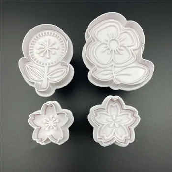 4Pcs/Set Naujų Gėlių Plastiko Dekoratyvinis Sausainių Pelėsių 