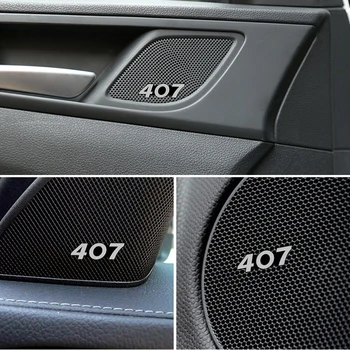 4pcs už Peugeot 407 automobilių Garsiakalbių garso Garsiakalbio Ženklelis stereo Emblema lipdukas stying