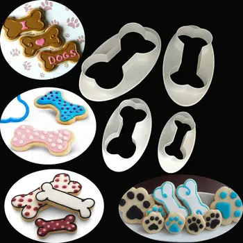 4PCS Šunų Kaulų Cookie Cutter Sausainių Minkštas Tešlos Kepti Torto Formą Kepimo Formą