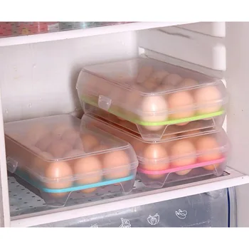 4Types Kiaušinių Saugojimo Bylos Turėtojas Lauke Šaldytuvas Šaldiklis Kiaušinių dėklai Dėžes Organizacija, 15 Tinklelis Maisto Konteineryje Virtuvės Cocina