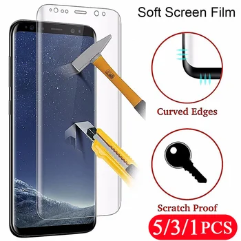 5/3/1Pcs screen protector for Samsung Galaxy S20 Ultra S10 5G S10E lite S8 S9 plus S7 kraštas grūdintas stiklas, apsauginė plėvelė telefono