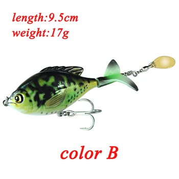 5 spalvų peche 9.5 cm/17g sukasi modeliavimas žvejybos masalas pescaria medžiaga de pesca žvejybos reikmenys watersurface suvilioti