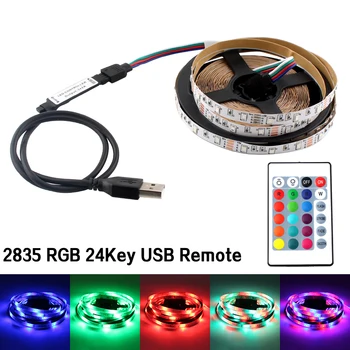 5 V USB LED Juosta RGB Lanksčiai Lemputė 60LED 50CM - 5M 2835 Neon Led Juostelės USB 5V Šviesos RGB Ambilght TV Apšvietimas Darbalaukio Dekoras