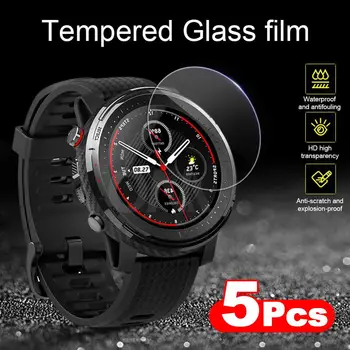 5 vnt 9H Premium Grūdintas Stiklas Amazfit Stratos 3 Smartwatch Screen Protector Huami Amazfit Stratos 3 Plėvelė, Priedai