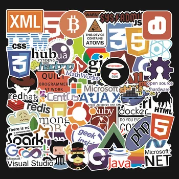 50 Vnt Programavimo Lipdukai Java, JS, Php Docker Bitcoin Html Debesis Kalba APP Logotipą, Juokingi Lipdukai, Nešiojamas Automobilis 