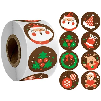 500pcs/roll Kalėdų Snaigės Saldainių Pakuotės-Dovanų Dėžės Lipdukas Dragee Cupcake Lauke Slapukas, Kraft Popierius, Pakavimo Popierius, Lipdukas