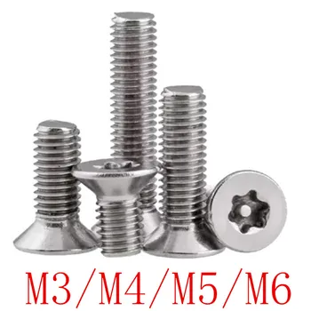 50pcs/ 10vnt Saugumo Varžtas Plokščia pin torx varžtas M3 M4 M5 M6 nerūdijančio plieno Galvutė Torx uždoris Saugumo Varžtas Varžtai