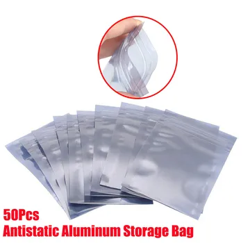 50Pcs Antistatikas Aliuminio Saugojimo Krepšys 4 dydis Ziplock Sandariuose Maišuose Anti Static Dėklas Elektroninių Priedai, Pakuotė Krepšiai