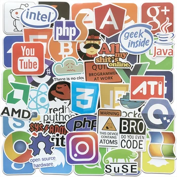 50Pcs/Daug Programavimo Lipdukai Interneto Java, JS, Php, Html Debesis Docker Bitcoin Logotipą Geeks Įsilaužėlių Kūrėjai 