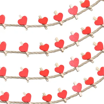 50pcs/daug Raudonos Širdies Meilės Medinės Drabužių Foto Popierius Peg Pin Mini Lengas Atvirukas Įrašus Namų Vestuvių Dekoravimo Reikmenys
