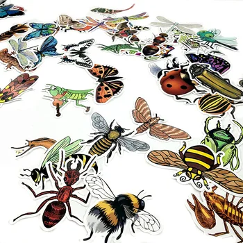 50Pcs Gamtos Gyvūnai, Vabzdžiai, Bitės, Drugeliai, Boružės Lipdukai Šaldytuvas Vabzdžių Dienoraščiai Vaikų Švietimo Žaislas, Lipdukai