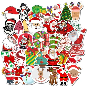 50Pcs Kawaii Spalvinga Kalėdų lipdukas Santa Claus Sniego senį, Kalėdų Eglutė nešiojamas riedlentė labai plonas Naujųjų Metų Dovana Lipdukas