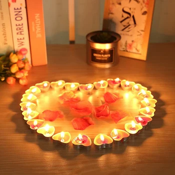 50Pcs Meilė Širdies Formos Arbata Šviesos Žvakės, Kaljanų, Žvakės, Romantiška Dekoratyvinis