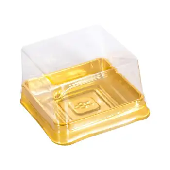 50pcs Plastiko Aikštėje Mėnulis Pyragas Dėžės, Kiaušinių Tryniai Sluoksniuotos Konteinerių Aukso Pakavimo Dėžės (Mažas)