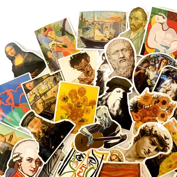50Pcs Žinomų Menininkų Aliejaus Tapybai Mona Lisa Lipdukai 