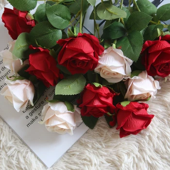 51cm Raudona Dirbtinio Šilko Rožės, Gėlių Puokštės, Vestuvių Nuotaka Namų Valdos Netikrą Baltos Gėlės Pigūs Namų Stalo Apdailos